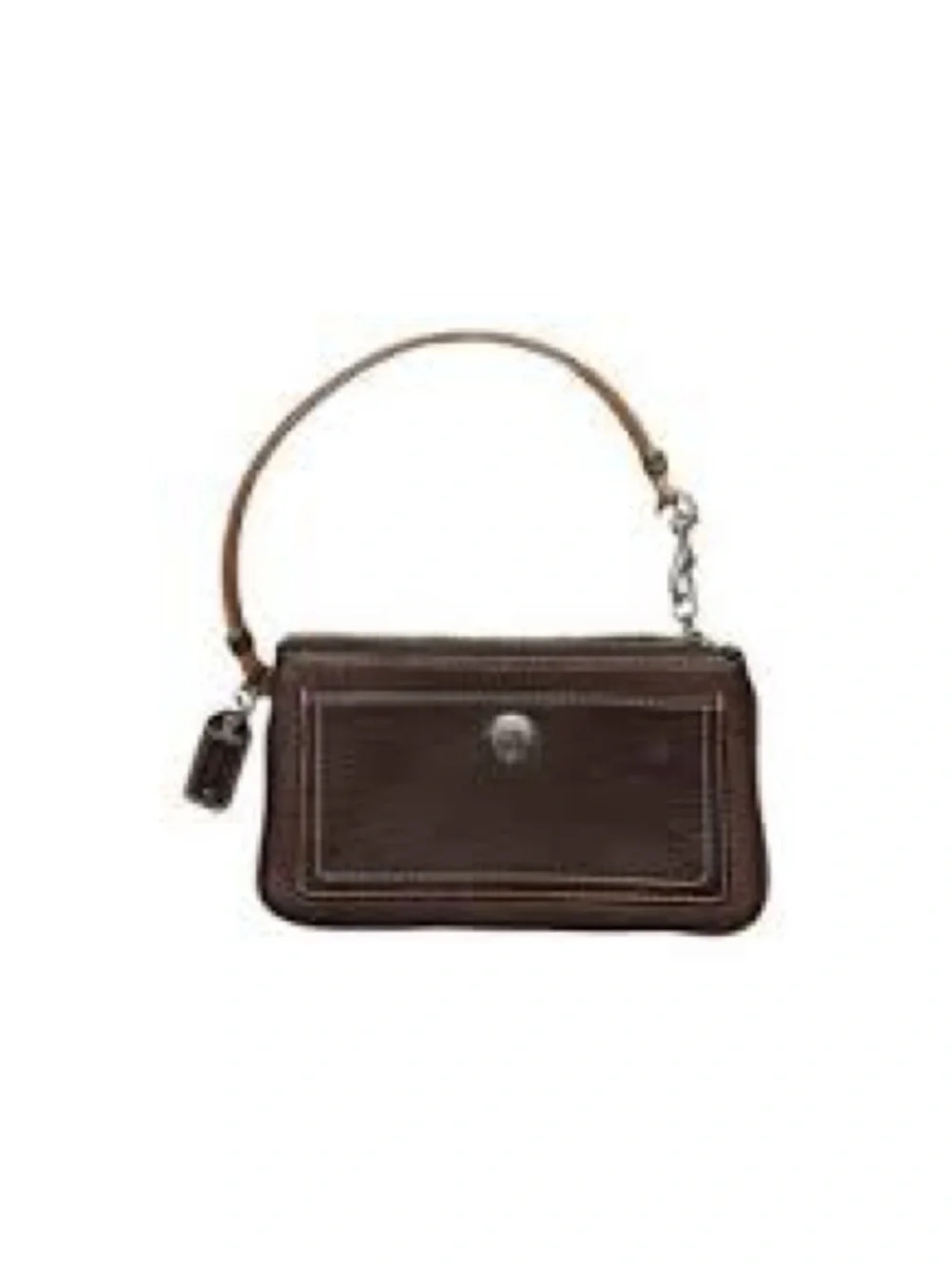 GENUINE VINTAGE BROWN PEBBLED LEATHER COACH WRISTLET WALLET HANG TAG
